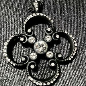 Brighton black and rhinestone flower necklace.